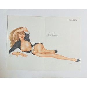 Vintage “Vargas Girl” Pin up nude model magazine page  11” x 15”